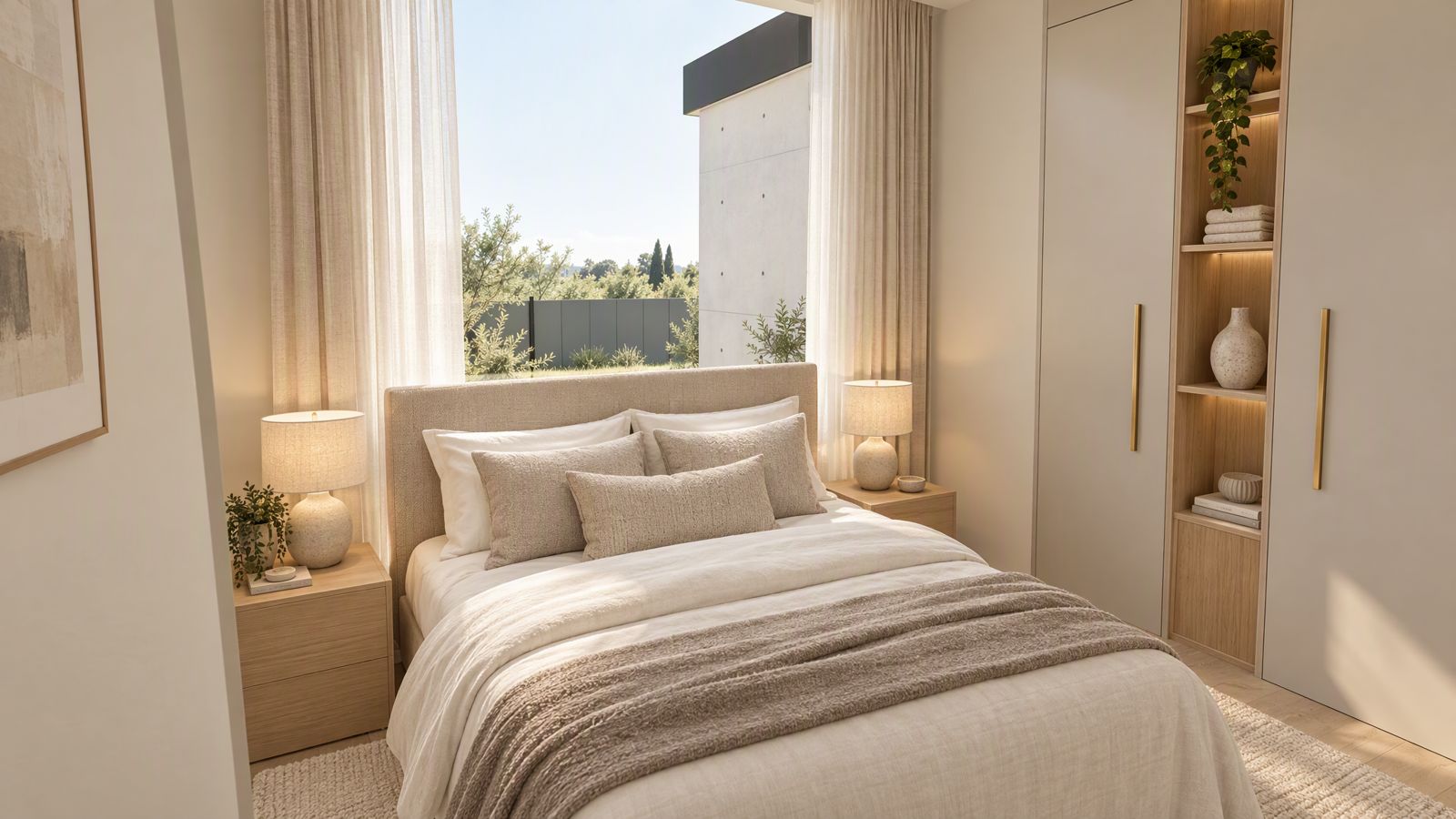 Dormitorio de invitados con cama de dos plazas
